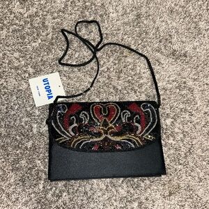 NWT Utopia Evening Beaded Formal Satin Bag